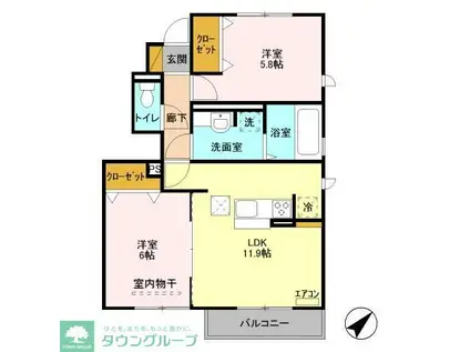 ピュアコートII(2LDK/1階)の間取り写真