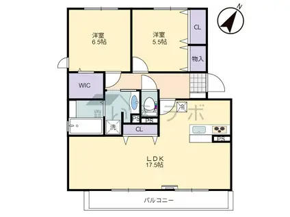 レグルスIII(2LDK/2階)の間取り写真