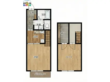 ラ・コリーヌB(1K/1階)の間取り写真