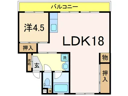 スカイクレストI(1LDK/4階)の間取り写真