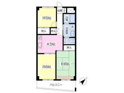 ボナール大里(3K/2階)の間取り写真