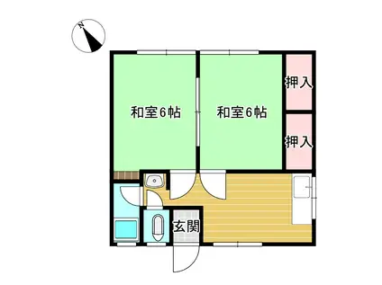 中島文化A棟(2DK/1階)の間取り写真