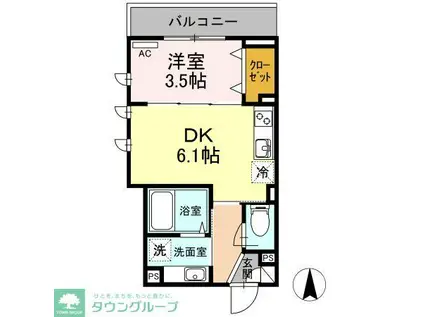 フラット・プラム(1DK/3階)の間取り写真