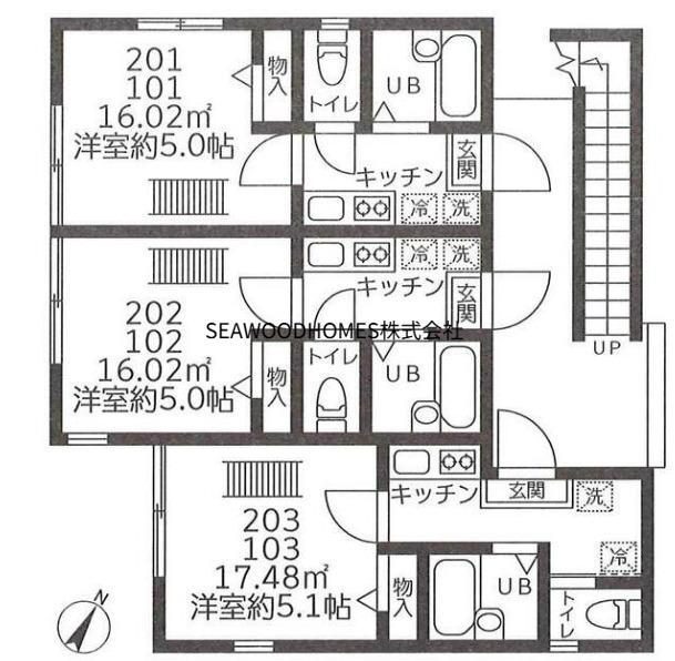 アルウィンコート(1K/2階)の間取り写真