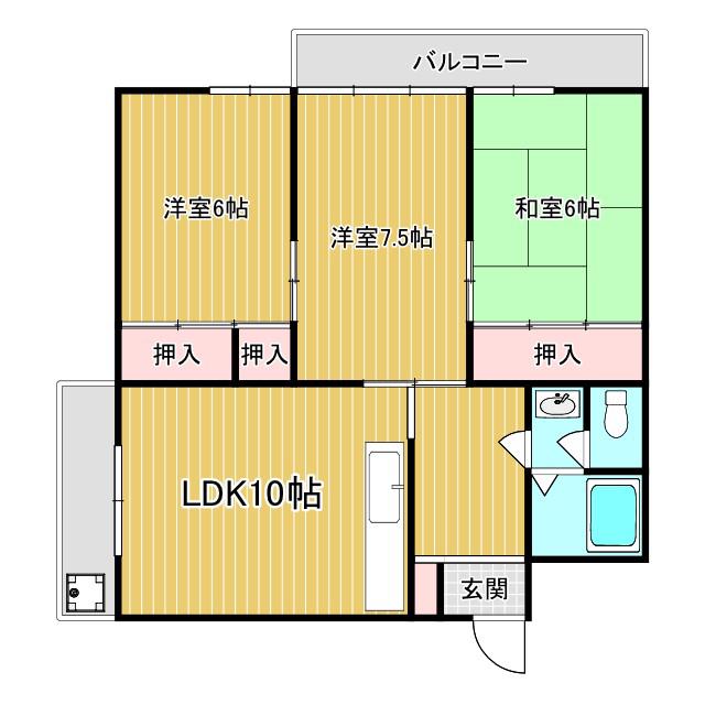 大宮1丁目ビル(3LDK/3階)の間取り写真