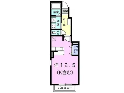 プリムローズ(ワンルーム/1階)の間取り写真