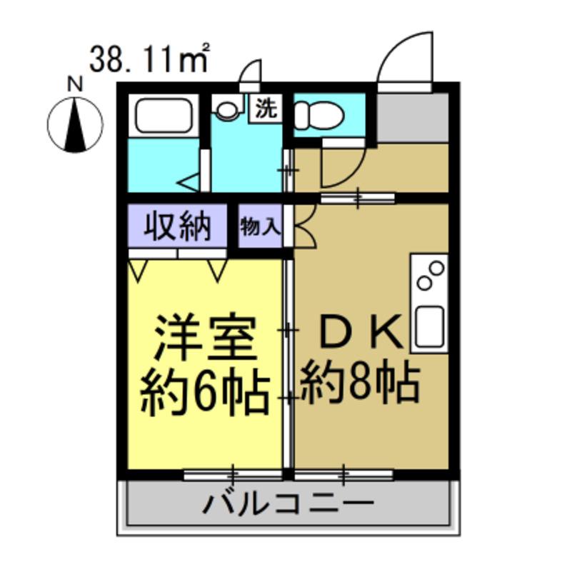 ハイツリバーサイド(1DK/1階)の間取り写真