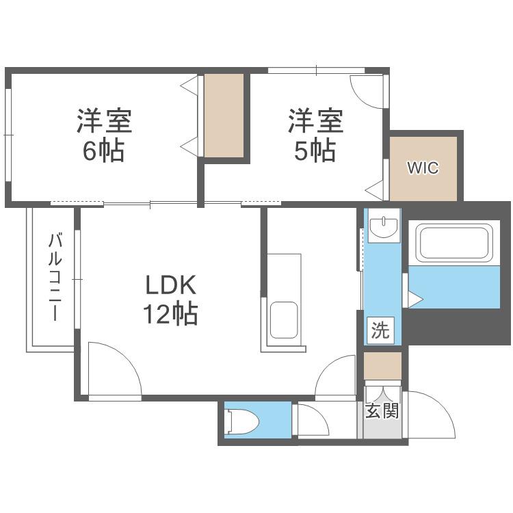 KKルミナス(2LDK/1階)の間取り写真