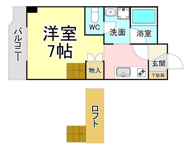 エレガンスコート折尾(1K/3階)の間取り写真