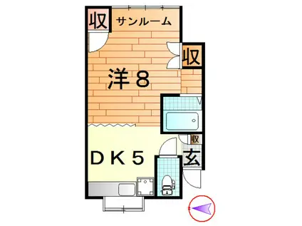 ピュアイン21(1DK/1階)の間取り写真