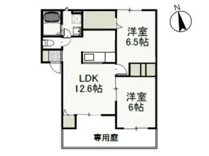 ジャルダン・デ・フルールI(2LDK/1階)の間取り写真