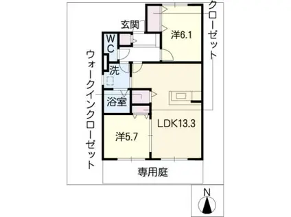 ロイヤル雅(2LDK/1階)の間取り写真