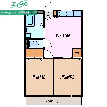 日伯産業(2LDK/1階)の間取り写真