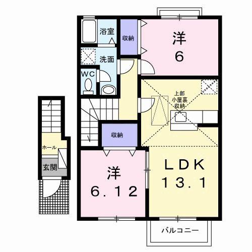 ヴィラ・ファミール A棟(2LDK/2階)の間取り写真