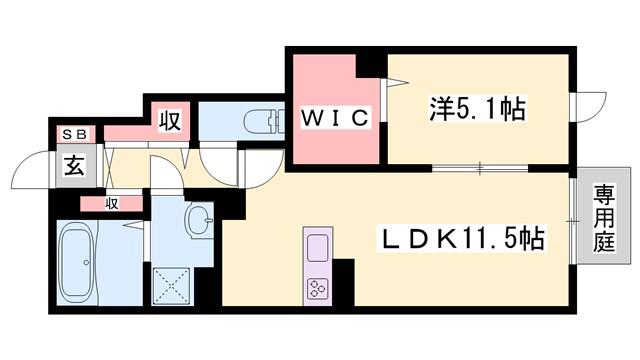 D-ROOM社II(1LDK/1階)の間取り写真