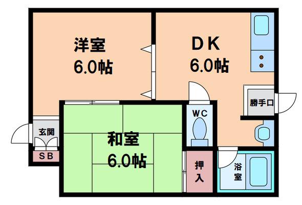 プレアール長居公園II(2DK/1階)の間取り写真
