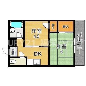 フロンティア放出(2K/4階)の間取り写真