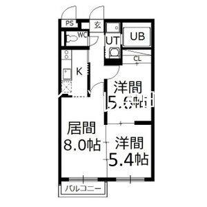 OMレジデンス北大大通(2LDK/2階)の間取り写真