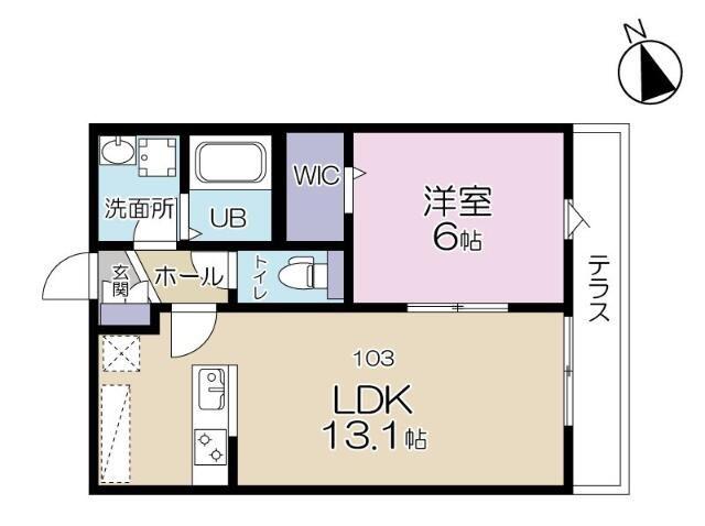 ルフレ本牧(1LDK/1階)の間取り写真