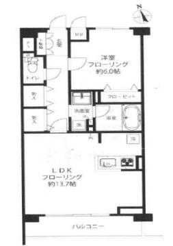 デュオ・スカーラ新大久保(1LDK/4階)の間取り写真
