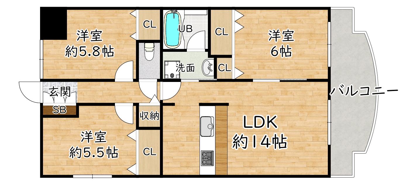 タイガーアネックス(3LDK/6階)の間取り写真