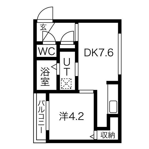 CHERISIS南6条(1DK/2階)の間取り写真