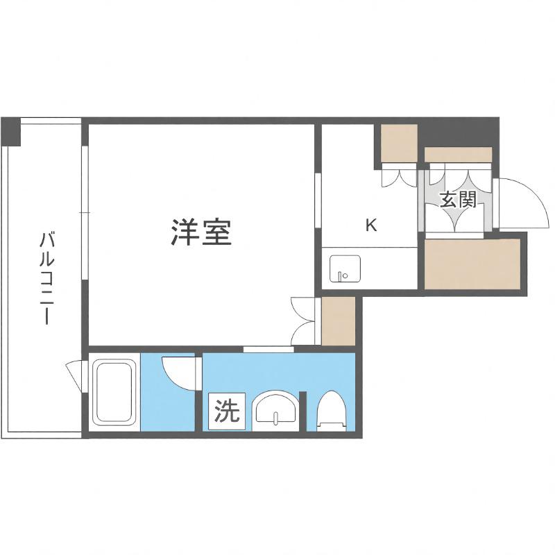 ラフィネタワー札幌南3条(1K/3階)の間取り写真