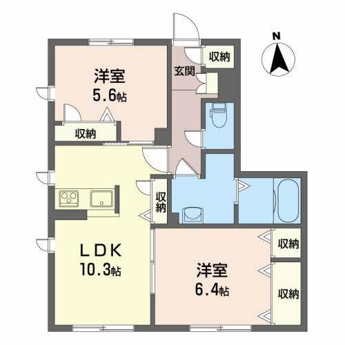 シャーメゾン西大野(2LDK/1階)の間取り写真