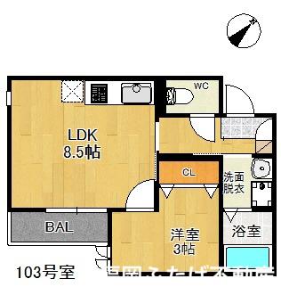 GRANDTIC GIGLIO博多(1LDK/1階)の間取り写真