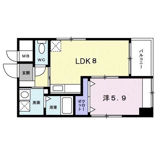 クレスト呉服町(1LDK/3階)の間取り写真