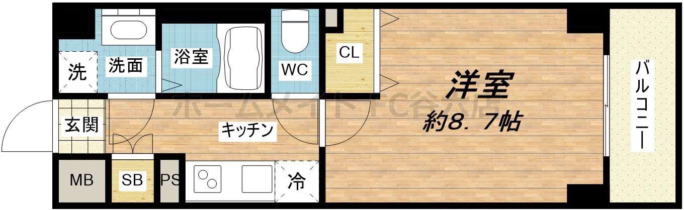 ドゥーエ玉造(1K/4階)の間取り写真