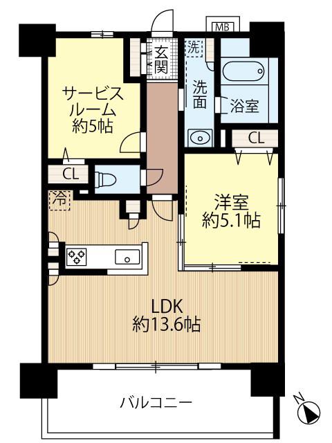 クラードゥレーヴ上尾(1SLDK/3階)の間取り写真
