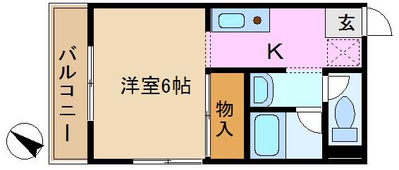 清水ビル(1K/3階)の間取り写真