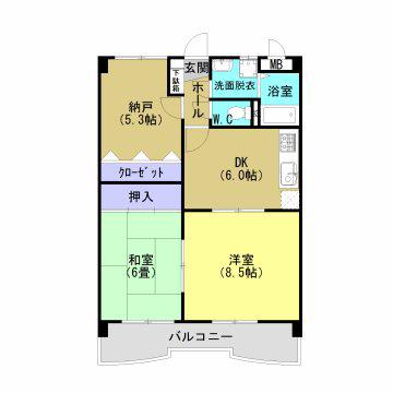 AQUA HILLS(3DK/4階)の間取り写真