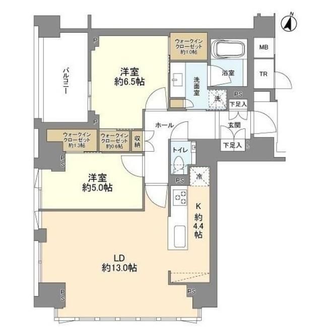 グランリビオ恵比寿(2LDK/3階)の間取り写真