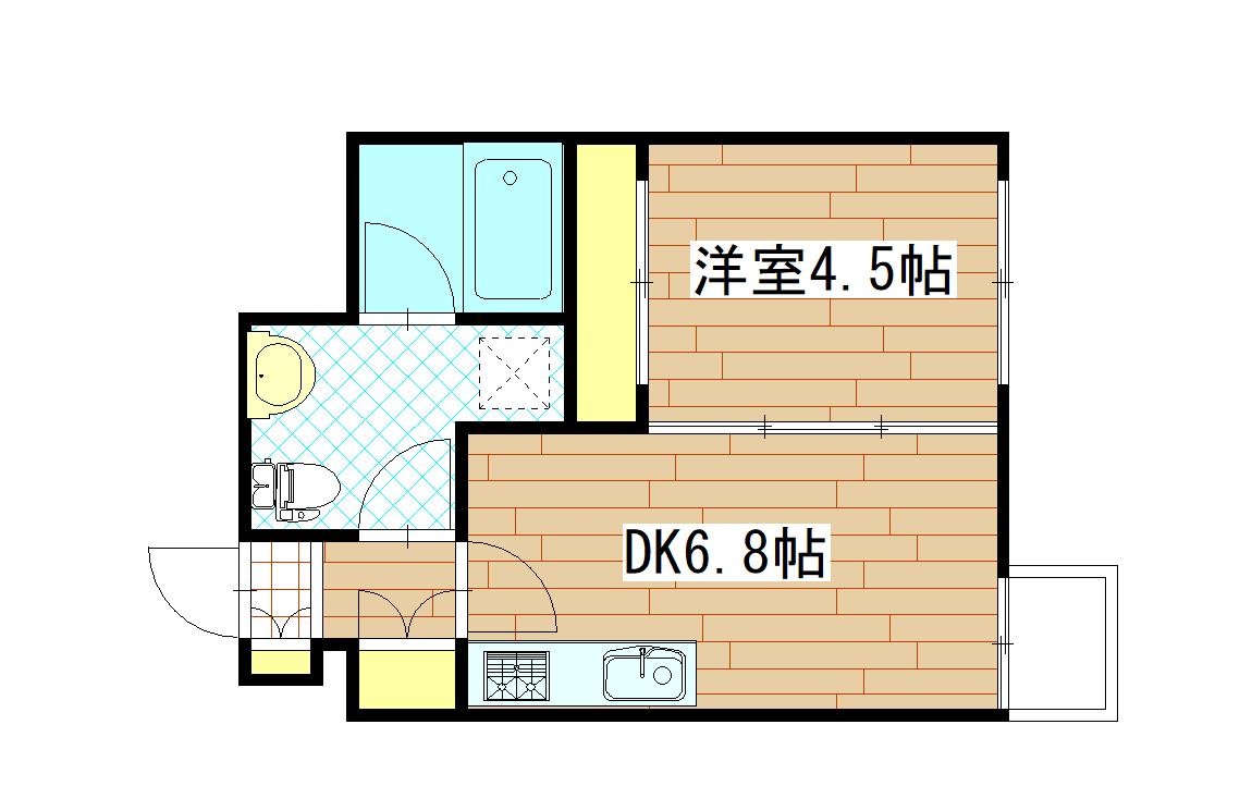 MS上杉5丁目(1DK/2階)の間取り写真