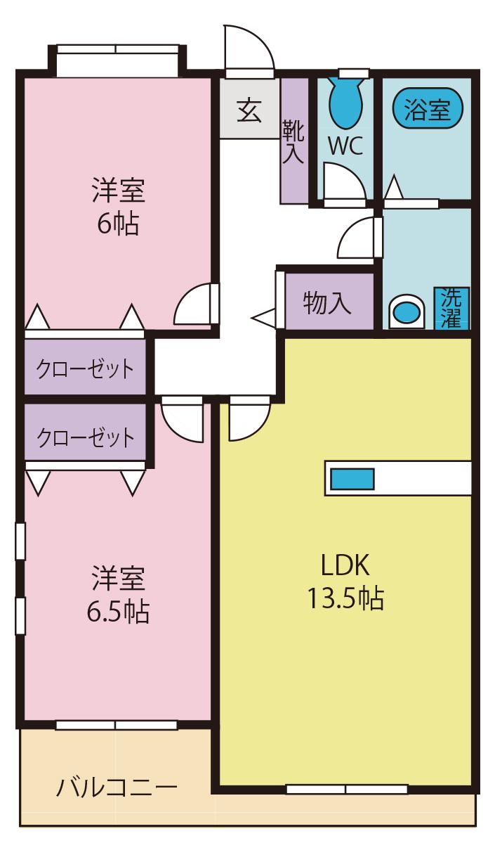 サニーパレス(2LDK/3階)の間取り写真