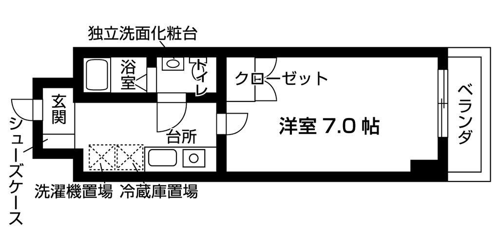 カラーブリア(1K/1階)の間取り写真