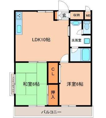 上志津田中ハイツA棟(2LDK/1階)の間取り写真