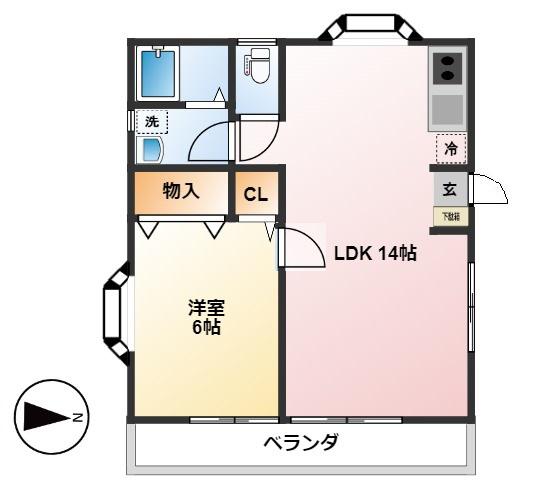 コーポ坂上(1LDK/2階)の間取り写真