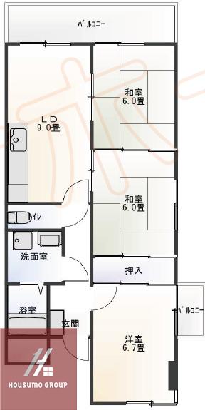 豊中パールハイツ(3LDK/5階)の間取り写真
