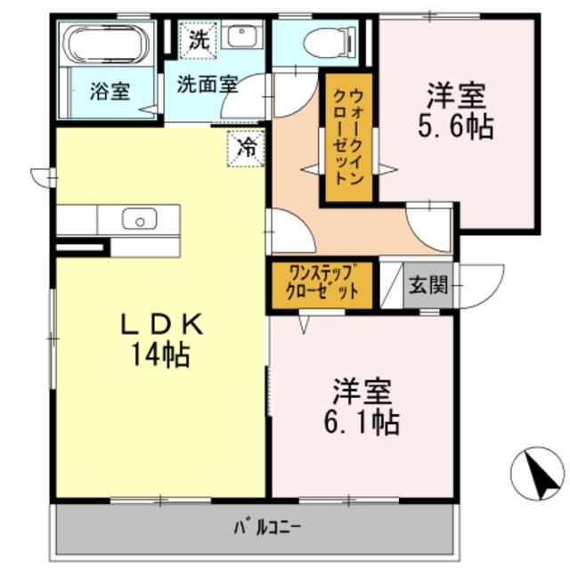 フルーレ・咲(2LDK/2階)の間取り写真