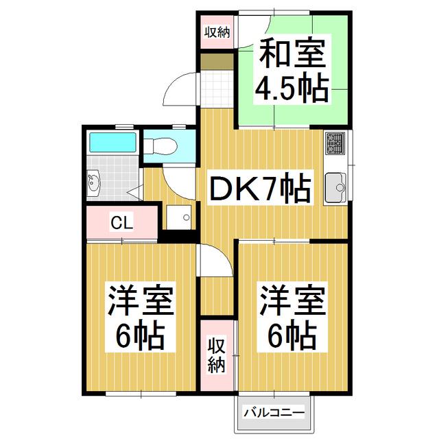 コーポ下河原 A棟(3DK/2階)の間取り写真