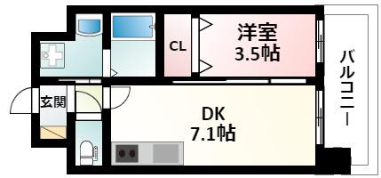 アンフィニXVIIマローネ(1DK/5階)の間取り写真