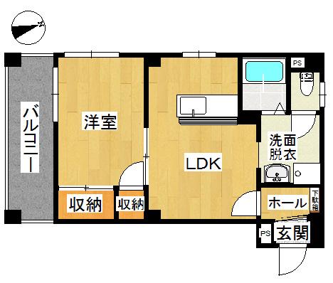 リバーコートB(1LDK/3階)の間取り写真