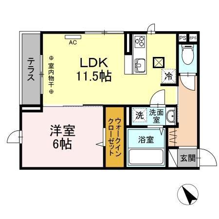 MONTEE AMOUR 2ND(1LDK/1階)の間取り写真