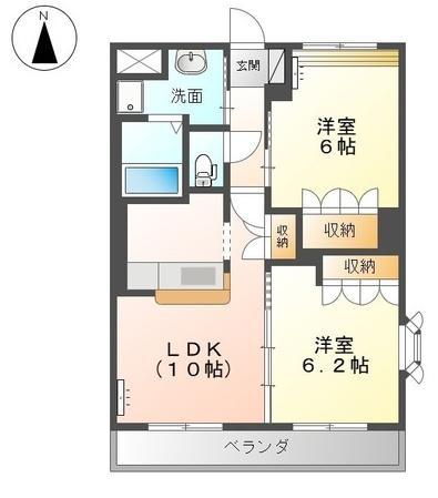 サンライズ亀甲(2LDK/3階)の間取り写真