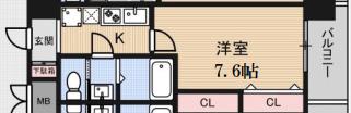 LUXE布施北I(1K/10階)の間取り写真