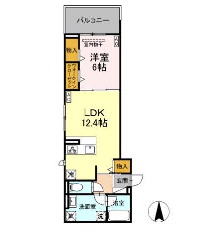 AVGI新瑞橋(1LDK/2階)の間取り写真