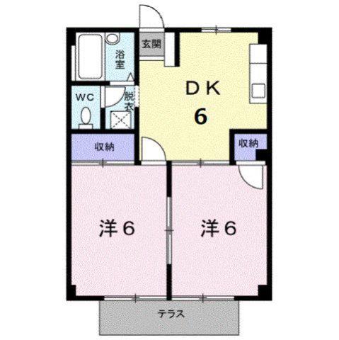 シティハイツさとうC(2DK/1階)の間取り写真
